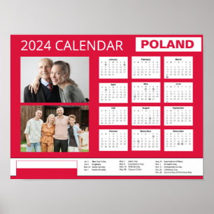 Poland   Add Photo   2024 Calendar Polish Holidays Poster