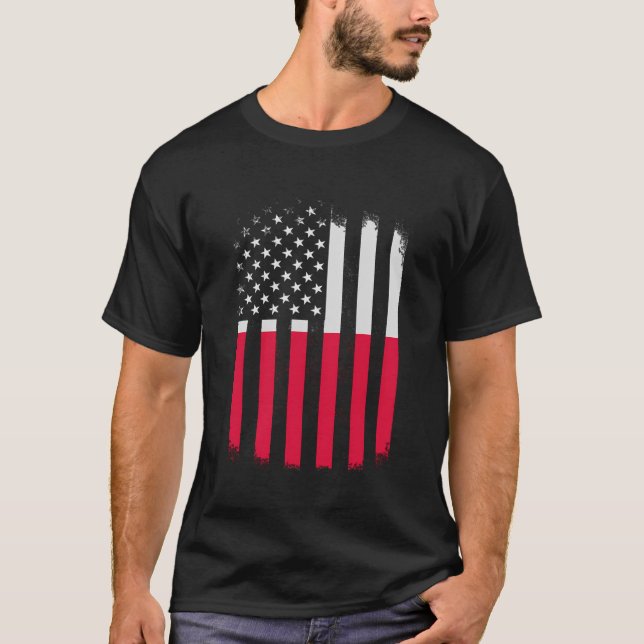 Poland And America Flag Polish American Flag T-Shirt (Front)