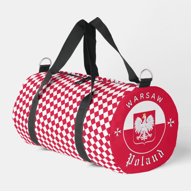 Poland Bag, gym, travel bag, Polish Flag Duffle Bag (Left Corner)
