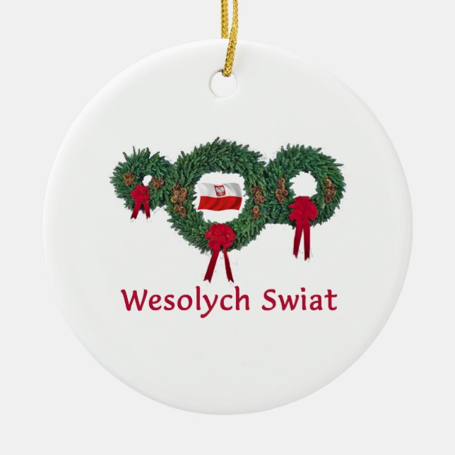 Poland Christmas 2 Ceramic Tree Decoration (Front)