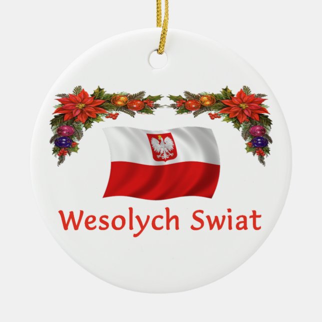 Poland Christmas Ceramic Tree Decoration (Front)
