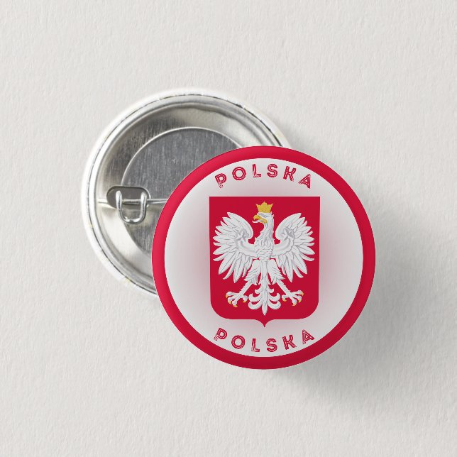 Poland Coat of Arms Circle Shape  3 Cm Round Badge (Front & Back)