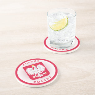 Poland Coat of Arms Circle Shape Coaster