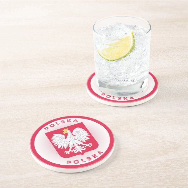 Poland Coat of Arms Circle Shape  Coaster (Side)