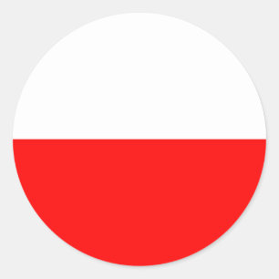 Poland country flag symbol red white classic round sticker