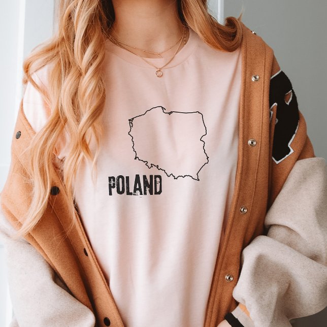 Poland Country Map Outline Polish Land Border Line T-Shirt (Creator Uploaded)