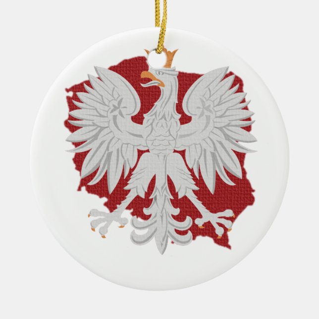 Poland Eagle Ceramic Tree Decoration (Front)