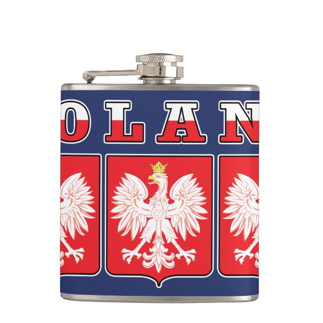Poland Eagle Flag Shields Hip Flask (Front)