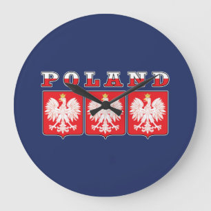 Poland Eagle Flag Shields Large Clock
