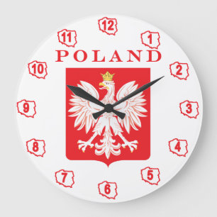 Poland Eagle Red Shield Large Clock