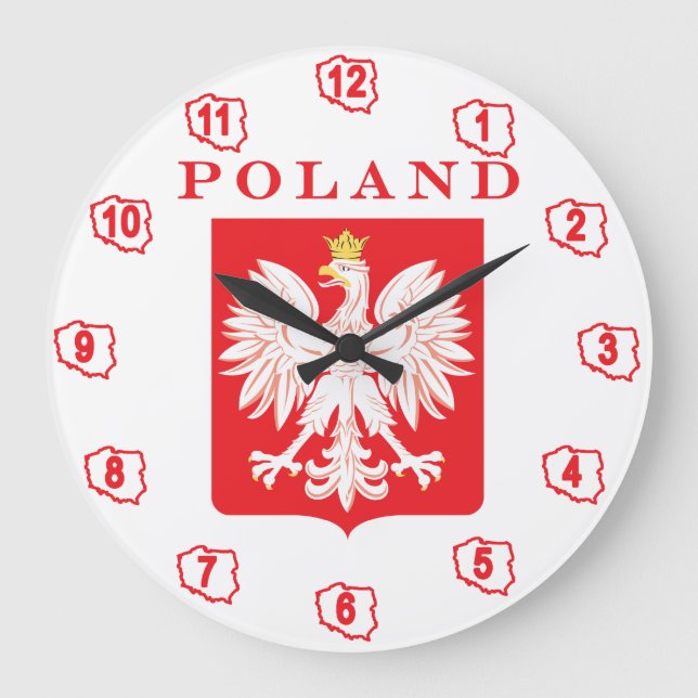 Poland Eagle Red Shield Large Clock (Front)