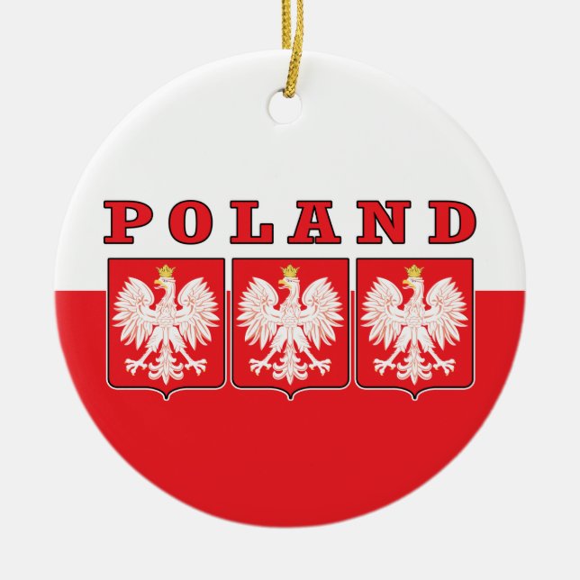 Poland Eagle Shields Ceramic Tree Decoration (Front)