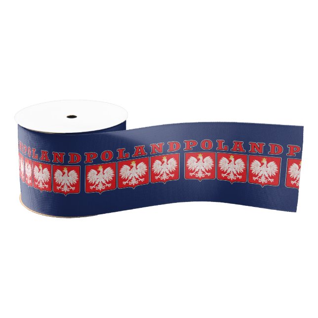 Poland Eagle Shields Grosgrain Ribbon (Spool)