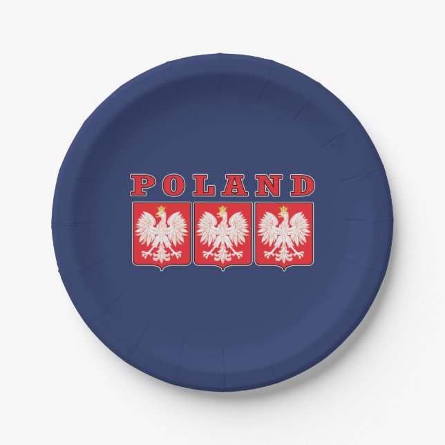 Poland Eagle Shields Paper Plate (Front)