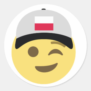 Poland Emoji Baseball Hat Classic Round Sticker