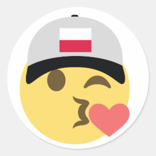Poland Emoji Baseball Hat Classic Round Sticker