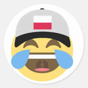 Poland Emoji Baseball Hat Classic Round Sticker