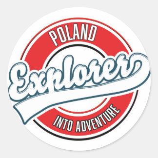 Poland explorer into adventure logo button classic round sticker