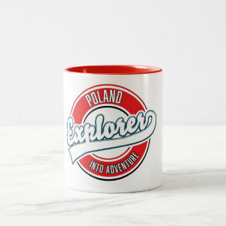 Poland explorer into adventure logo Two-Tone coffee mug
