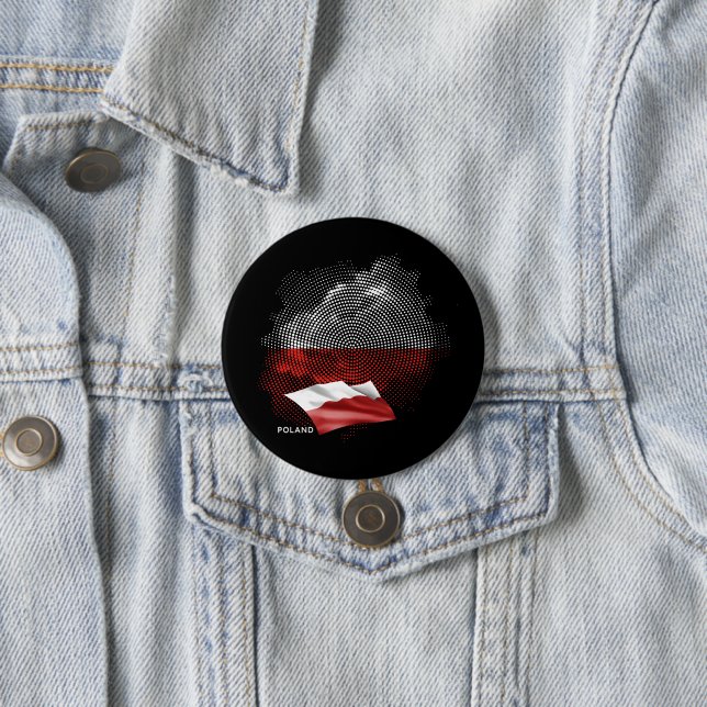 Poland flag 7.5 cm round badge (In Situ)