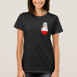 Poland Flag Bearded Collie Dog In Pocket T-Shirt