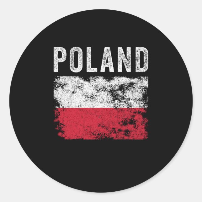 Poland Flag Distressed - Polish Flag Classic Round Sticker (Front)