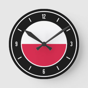 Poland Flag Elegant Round Clock
