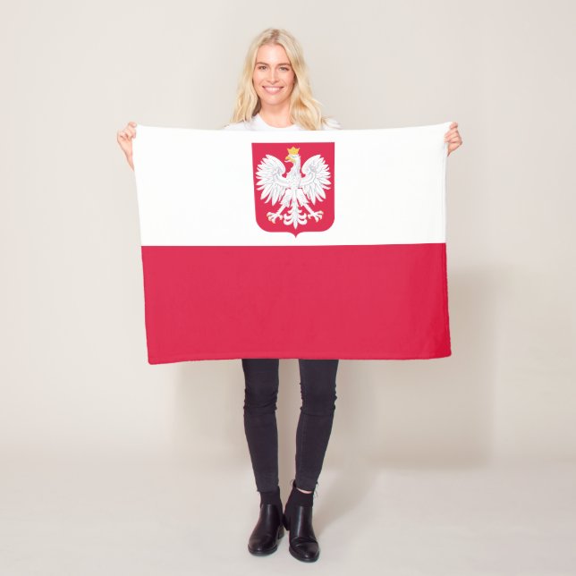 Poland Flag Fleece Blanket (In Situ)