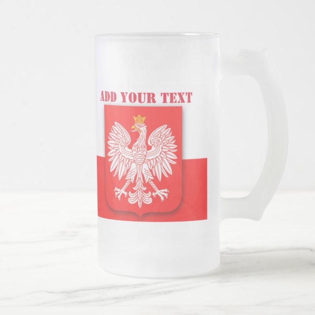 Poland Flag Football Soccer Polska Patriotic  Frosted Glass Beer Mug (Right)
