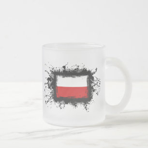 Poland Flag Frosted Glass Coffee Mug