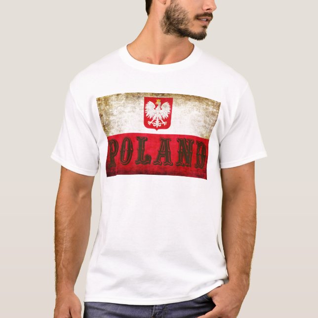 Poland Flag Grunge T-Shirt (Front)