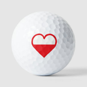 Poland Flag Heart Design Golf Balls