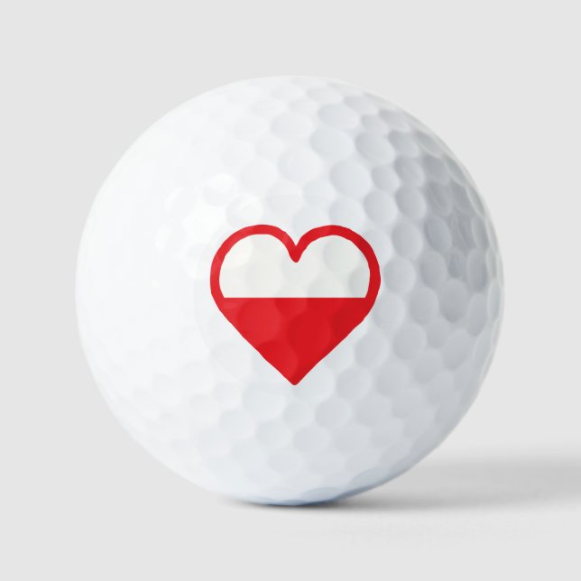 Poland Flag Heart Design Golf Balls (Front)