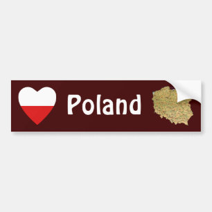 Poland Flag Heart + Map Bumper Sticker