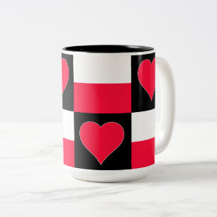 Poland Flag Heart Pattern Patriotic Polish Pride Two-Tone Coffee Mug