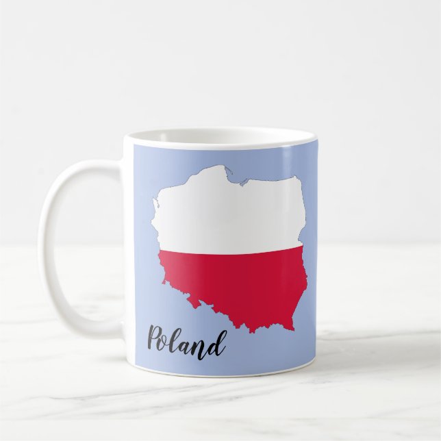 Poland Flag Map Coffee Mug (Left)