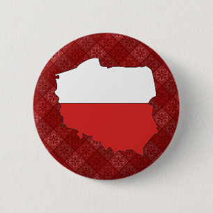 Poland Flag Map full size 6 Cm Round Badge