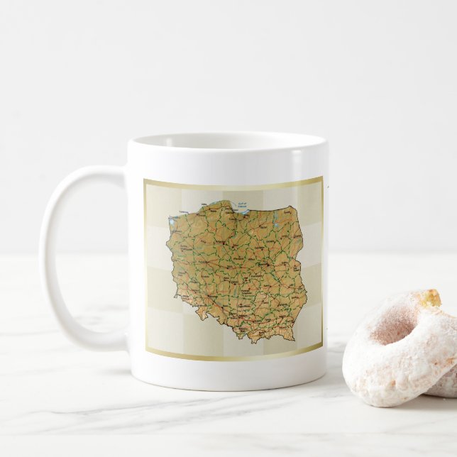 Poland Flag + Map Mug (With Donut)