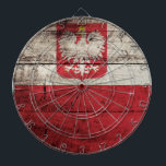 Poland Flag on Old Wood Grain Dartboard<br><div class="desc">Poland Flag on Old Wood Grain Feel free to modify the design according to your own preferences. You may change the design location, orientation, background colours and size. Also, you may add your own text, or slogan set its font, location and size, all in order to create the ultimate personal...</div>