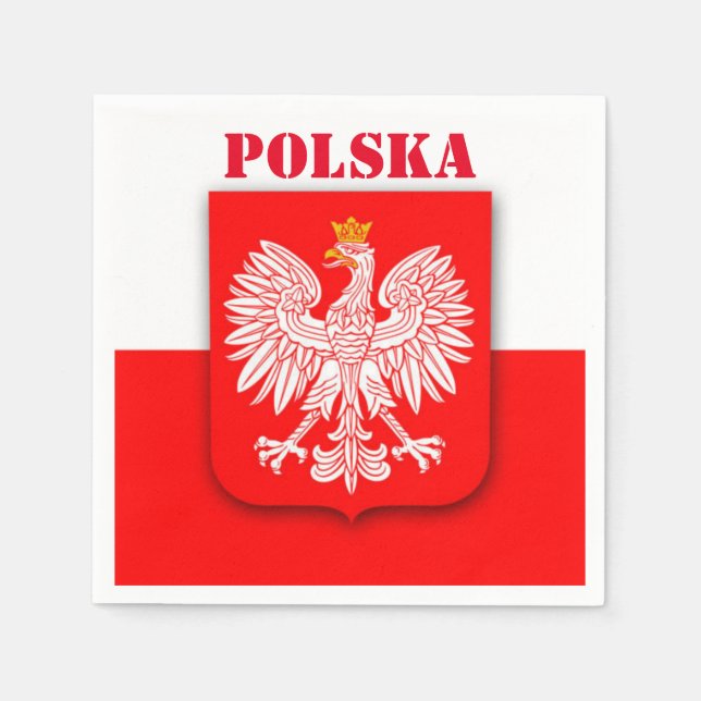 Poland Flag Patriotic Football Soccer Polska Napkin (Front)