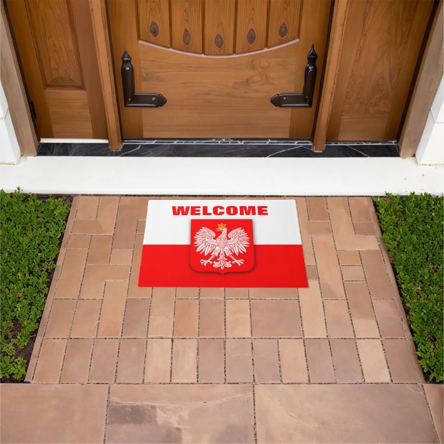 Poland Flag Patriotic Polska Travel Eagle Witamy Doormat (Outdoor)