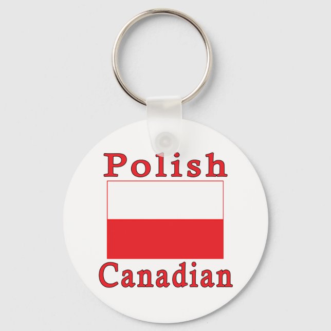 Poland Flag Polish Canadian Key Ring (Front)