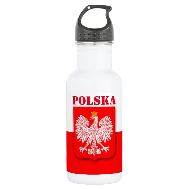 Poland Flag Polska Patriotic Football Soccer  532 Ml Water Bottle (Front)