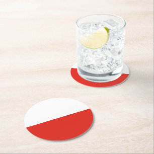 Poland flag round paper coaster