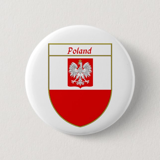 Poland Flag Shield 6 Cm Round Badge (Front)