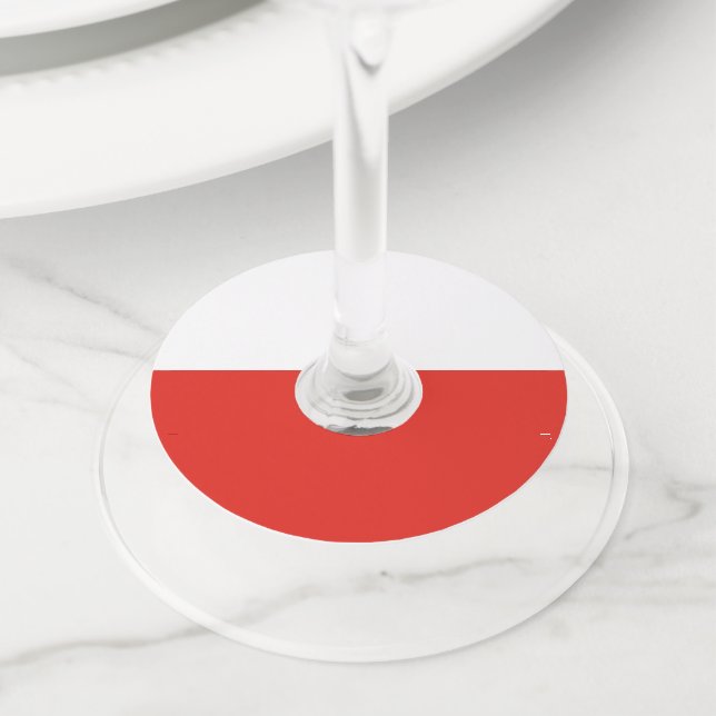 Poland flag wine glass tag (Close Up)