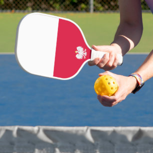 Poland flag (with coat of arms) pickleball paddle