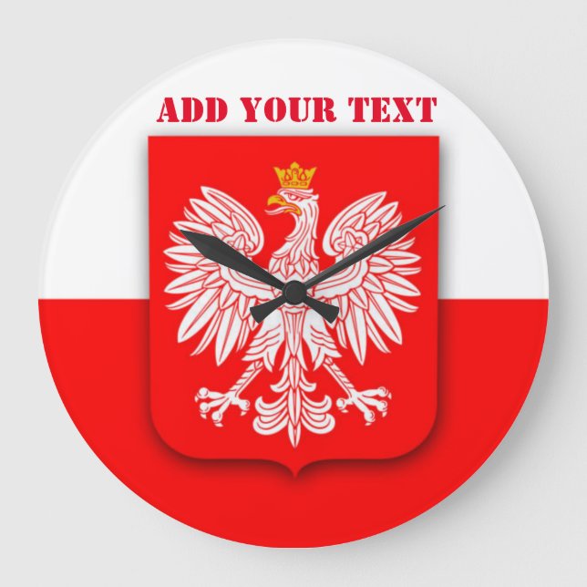 Poland Flag World Cup 2022 Football Soccer Polska Large Clock (Front)