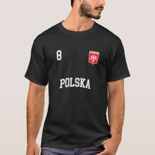 Poland Football 8 Back Polish Flag Soccer T-Shirt