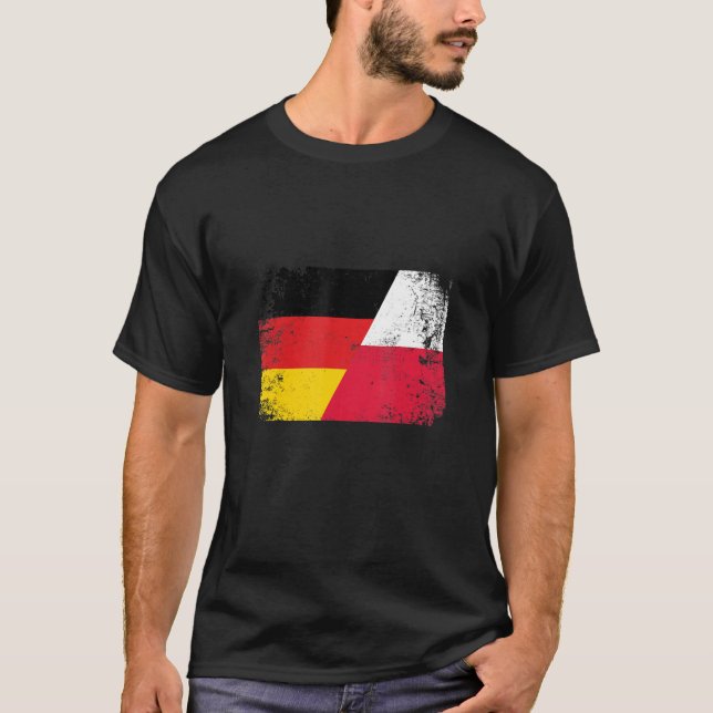 Poland Germany Polish Flag Polska  Half Pole T-Shirt (Front)